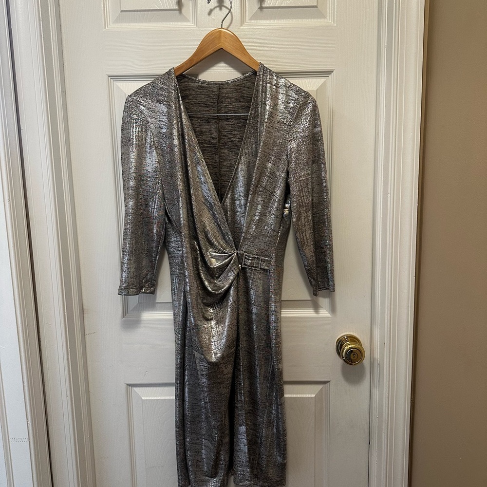 Elegant Silver Wrap Dress